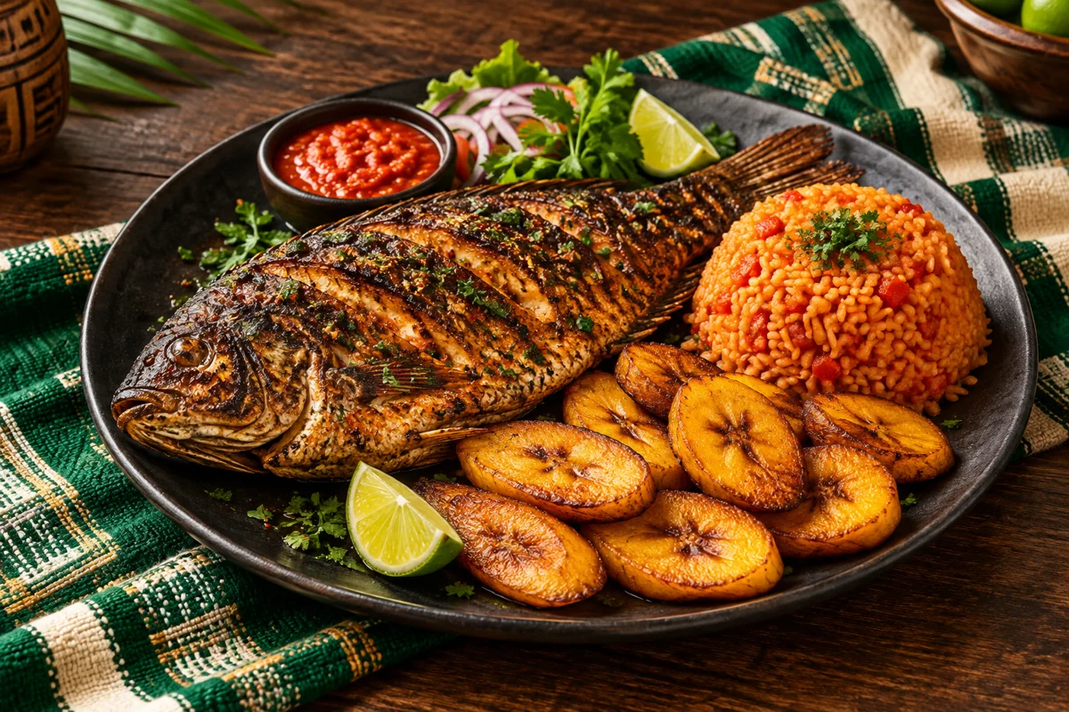 Poisson grillé et accompagnements
